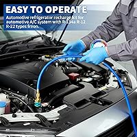 Vista 9 de Manguera de recarga de refrigerante R134a con calibre, kit de recarga de freón para refrigerador A/C R134A con válvulas de perforación de bala