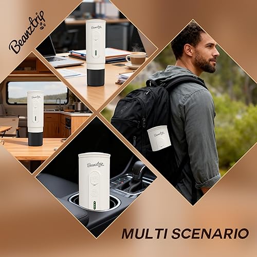 Miniatura 7 de H02PRO - Cafetera de viaje, máquina de café espresso portátil para camping, mini cafetera de 20 bares, compatible con cápsulas NS y café molido,