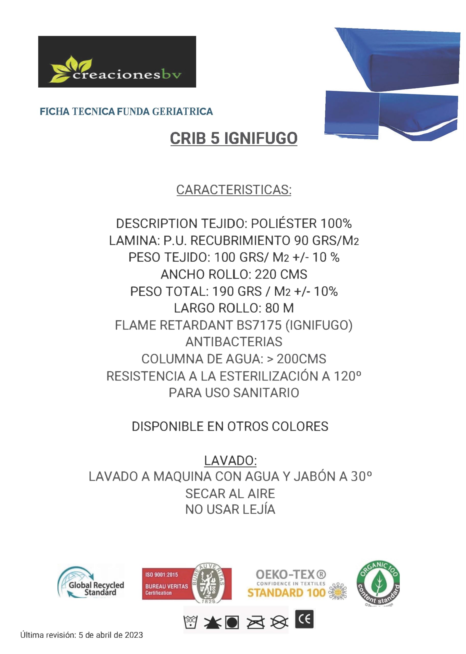 Funda de colchon Sanitaria Impermeable, Medida 90X190X15 cms,Transpirable e ignifuga, Especial geriatria con Cremallera y Solapa de Proteccion, de facil Limpieza, Protector de colchon.