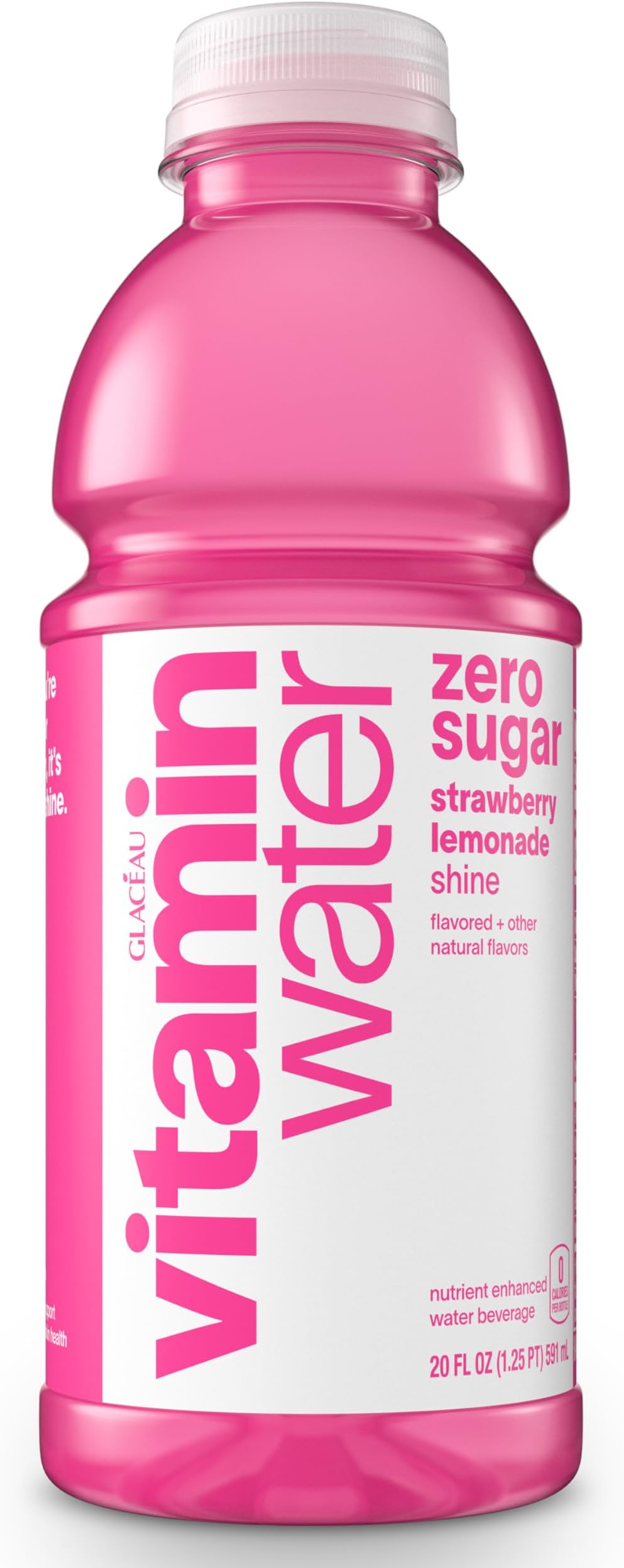 vitaminwater zero shine, electrolyte enhanced water w/vitamins, strawberry lemonade drink, 20 fl oz