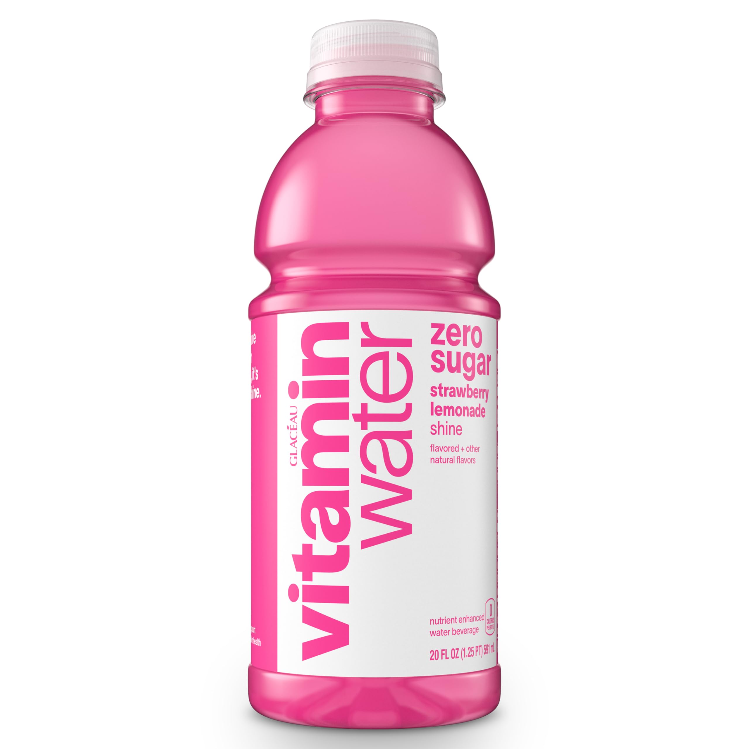 vitaminwater zero shine, electrolyte enhanced water w/ vitamins, strawberry lemonade drink, 20 fl oz