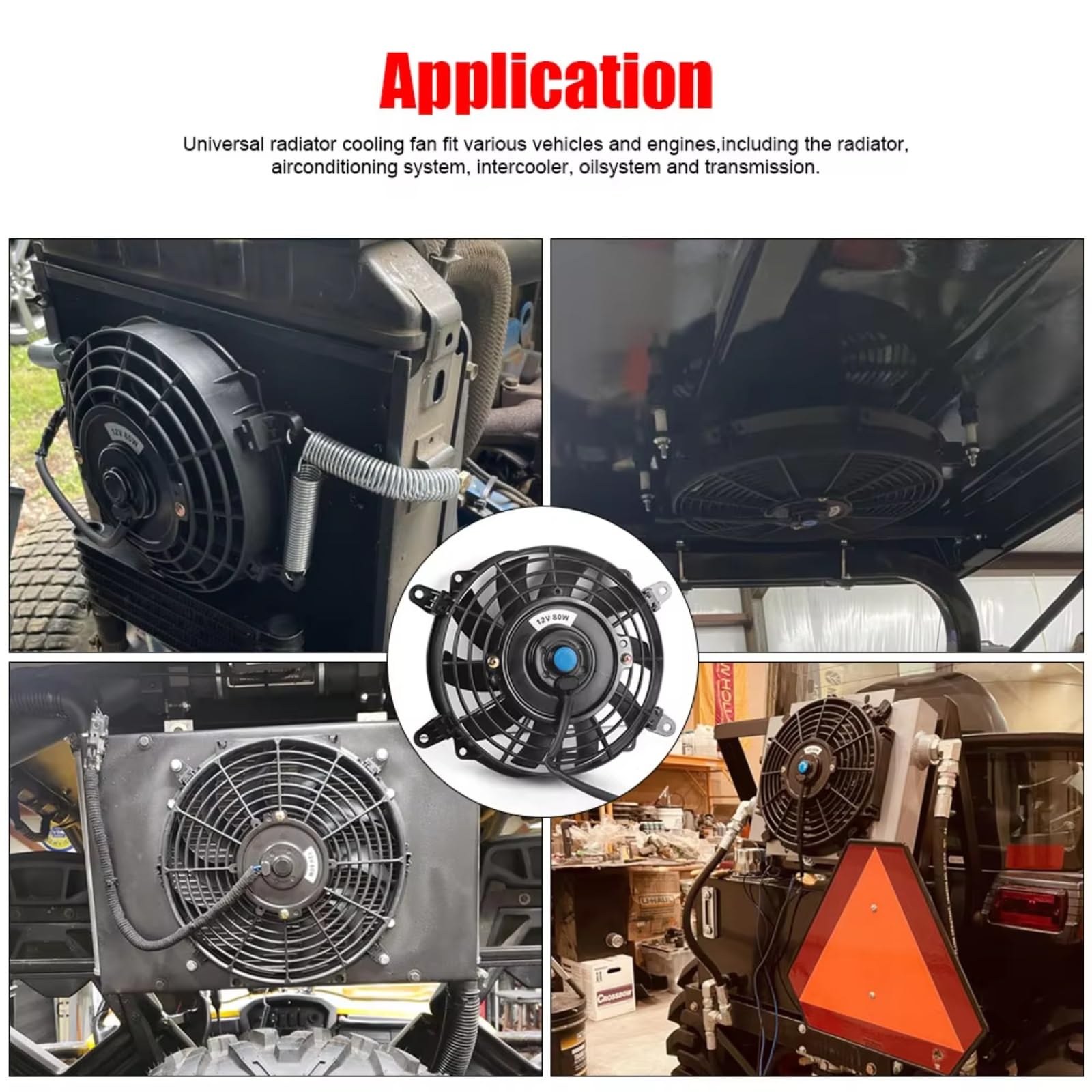 Universal 7 Pulgadas 12V 80W 2100RPM Aire Acondicionado De Coche Ventilador De Refrigeración De Radiador Electrónico Cuchillas Kit De Montaje Frío Eléctrico Eléctrico Ventilador Refrigeración