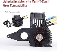 Vista 5 de Adaptador de placa de montaje de motor ajustable de aluminio para 1/10 Arrma Granite Mega Typhon Big Rock Senton 3S y Kraton Outcast 4S (negro)