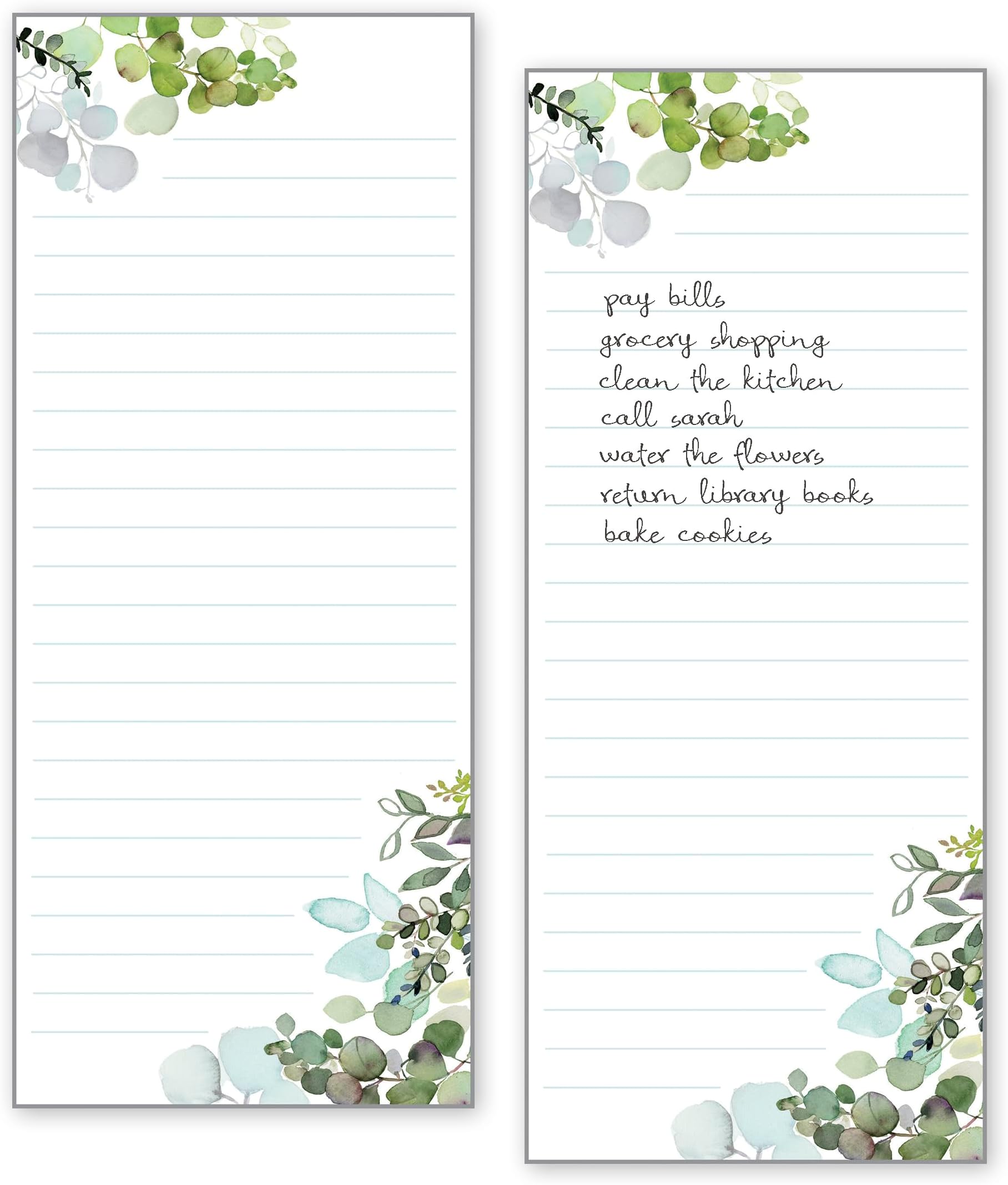 Gina B Designs - Set of 2 - List Pad, Notepad, Fridge Pad, Shopping List, To-Do List with Attachable Magnet, Made in the U.S.A. - Botanical Leaves