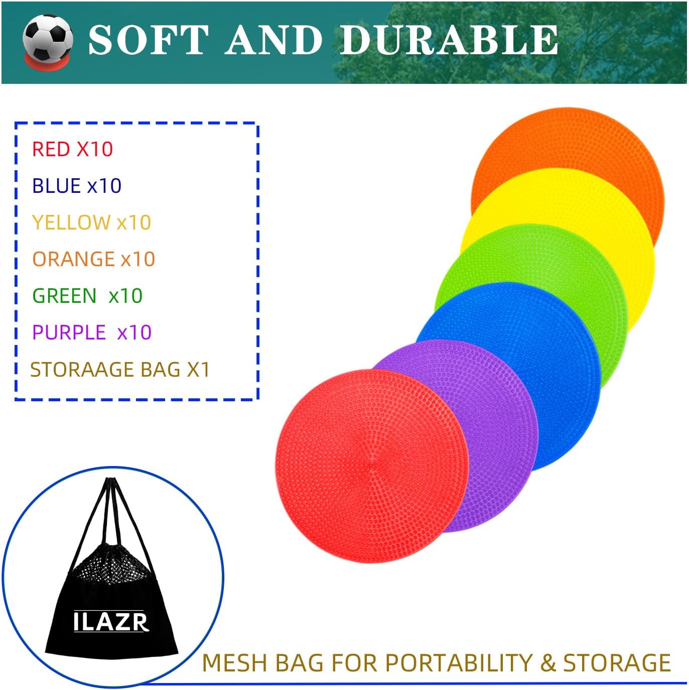 Spot Markers 4 Inch 9 Inch Non Slip Rubber Floor Markers Flat Field Cones Poly Dots for Classroom Dance Sports Soccer Basketball Speed Agility Training