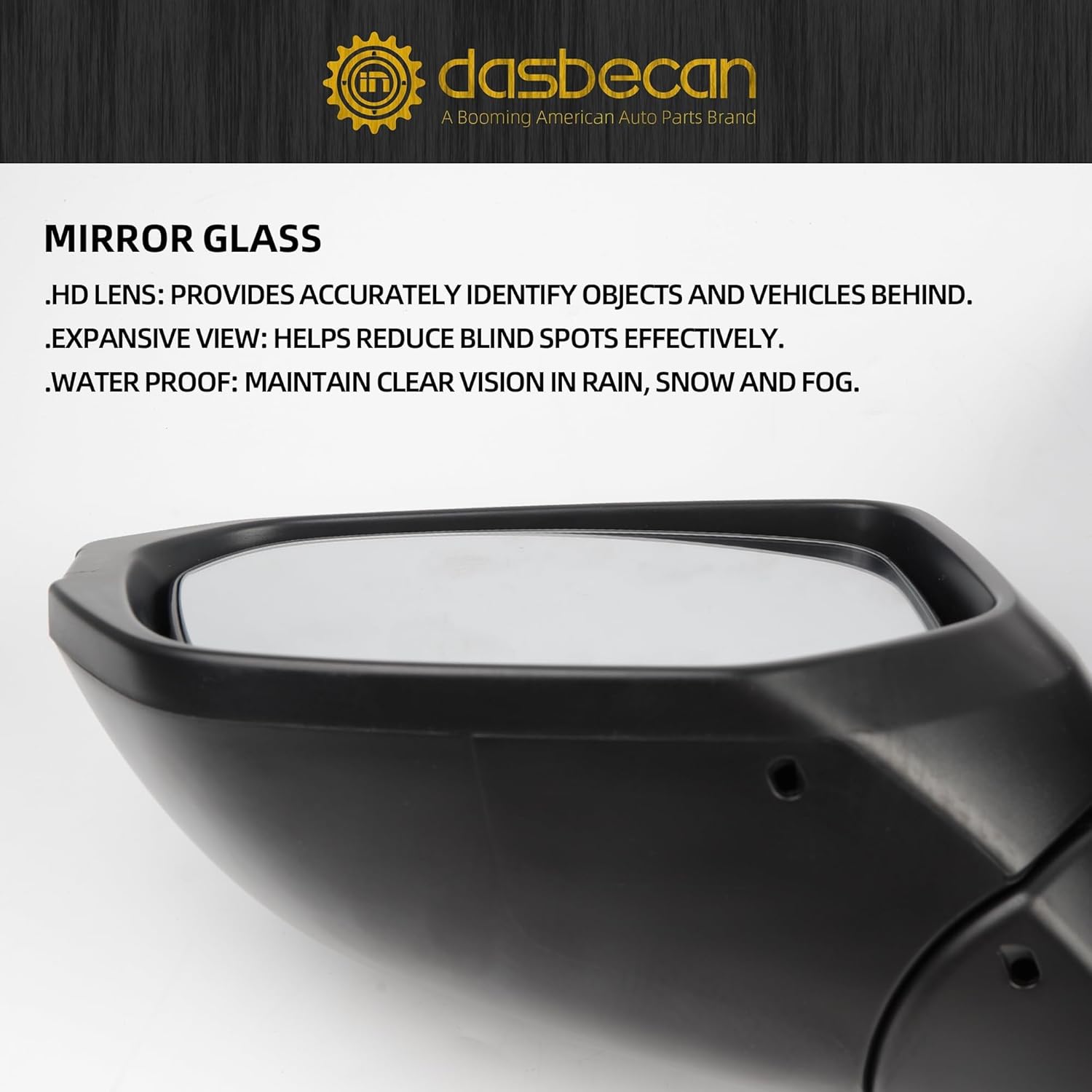 Dasbecan Left Driver Side Door Mirror Assembly Compatible with Honda Civic 2016-2021 Power Glass Non-Heated Manual Folding Replaces HO1320283 White 3Pins (For US Built Models)
