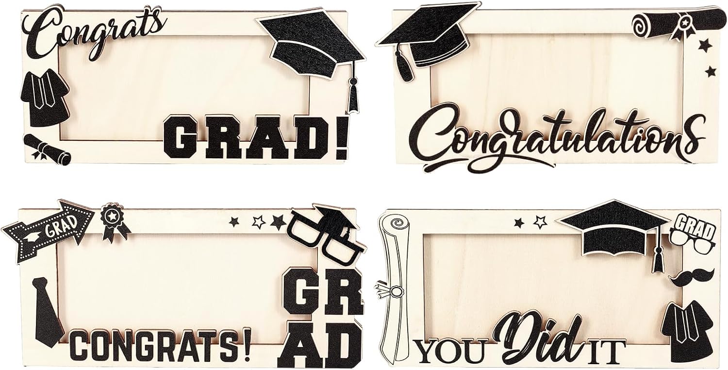 AnyDesign 4Pcs Graduation Wooden Money Holder 2026 Congrats Grad Cap Diploma Cash Holder Box Decorative Cash Envelope for Graduation Party Favors Gift