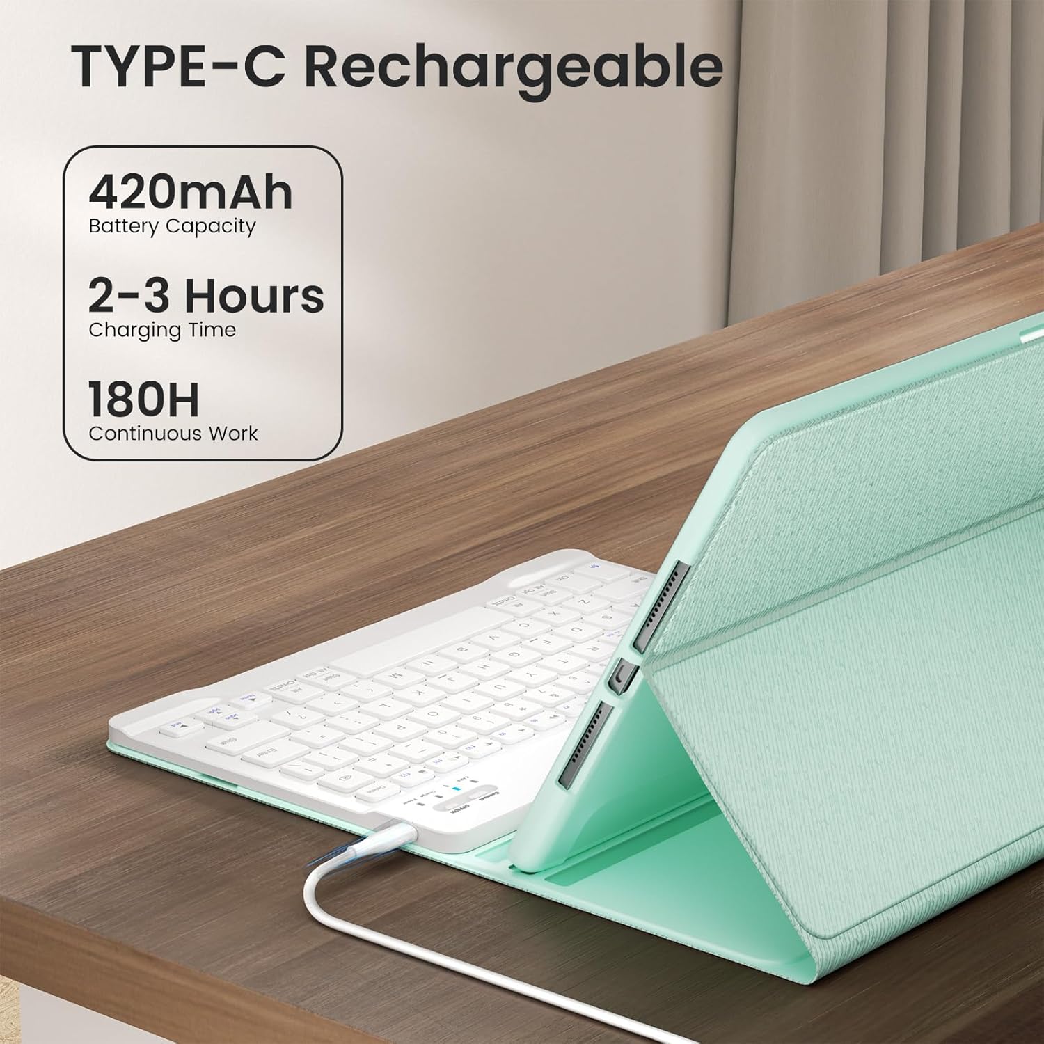 Keyboard Case for iPad 10th Generation 2022 & A16 11th Generation 2025(10.9/11 inch), Detachable Wireless Keyboard, Stand Folio Keyboard Case with Pencil Holder for New iPad 10th Gen 2022-Green