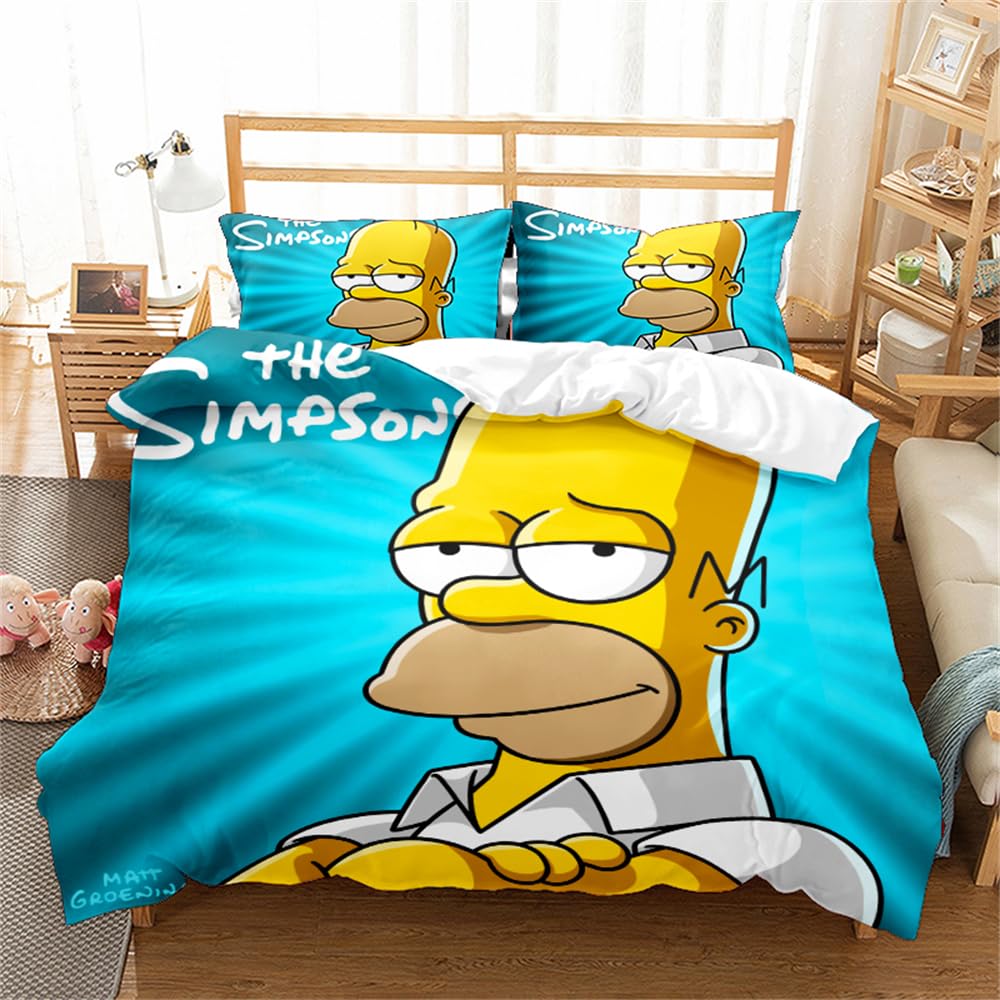 Ste-X Simpson 02 Duvet Cover The Simpsons And 2 Pillowcases 80X80 Cm 100% Cotton 57 Thread Count Oekotex Certified Natural Travel (,135X200cm(Single))