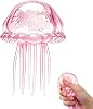 Glitter Jellyfish Squishy Toy, Stress Relief Squishy Fidget Toy for Kid&Adult, Soft TPR Jellyfish Sensory Toy with Wiggly Tentacle, Portable Anxiety Relief Squeeze Ball for Office School Travel (Pink)