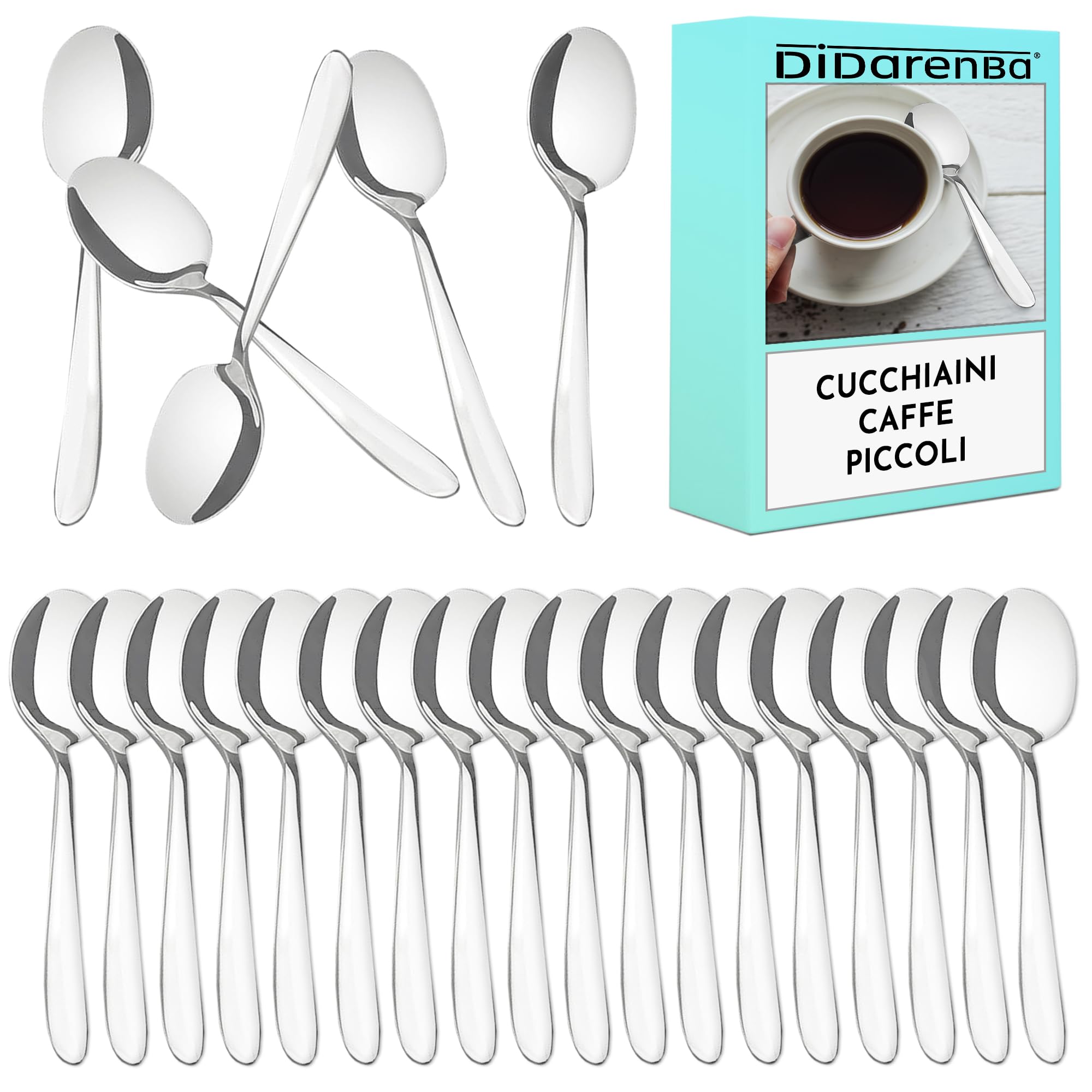 Set 24 Cucchiaini Da Caffè In Acciaio Inox - Piccoli, Per Dolci, Lavabili In Lavastoviglie - Foto 4