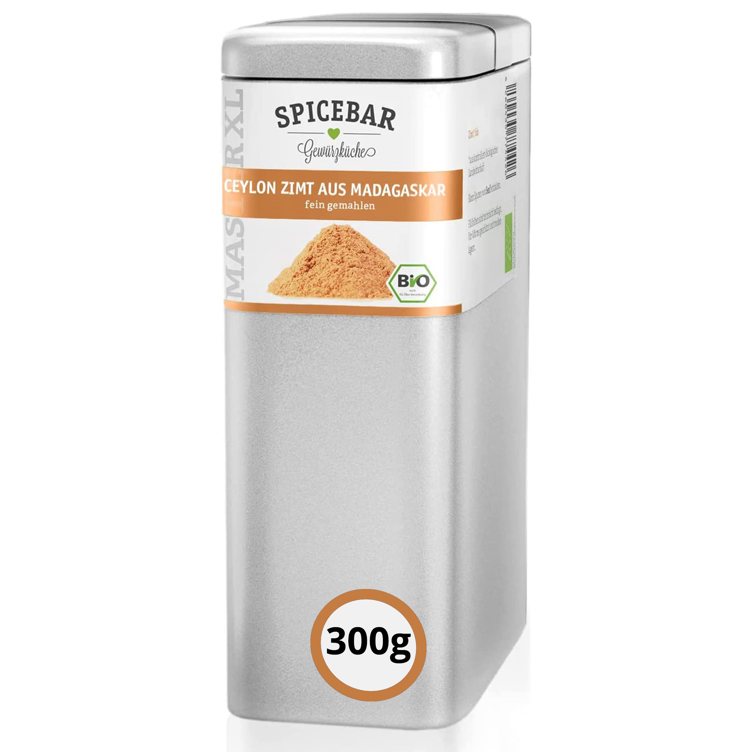 Spicebar - Ceylon Zimt Bio - feiner Zimt gemahlen im praktischen Gewürz-Streuer - Zimt Pulver mit wenig Cumarin aus Madagaskar (300g)