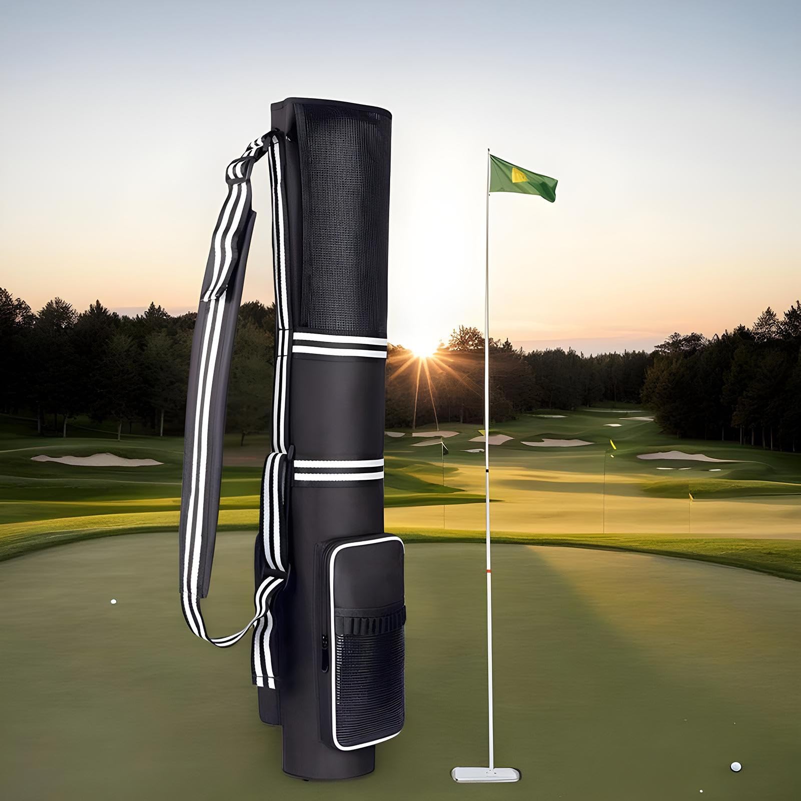 Sacs de transport de golf pour homme, sac de balle de golf | Organiseur pliable et étanche pouvant contenir 3 à 9 bâtons pour adultes, adolescents, débutants, avion, voyage, chariot, entraînement