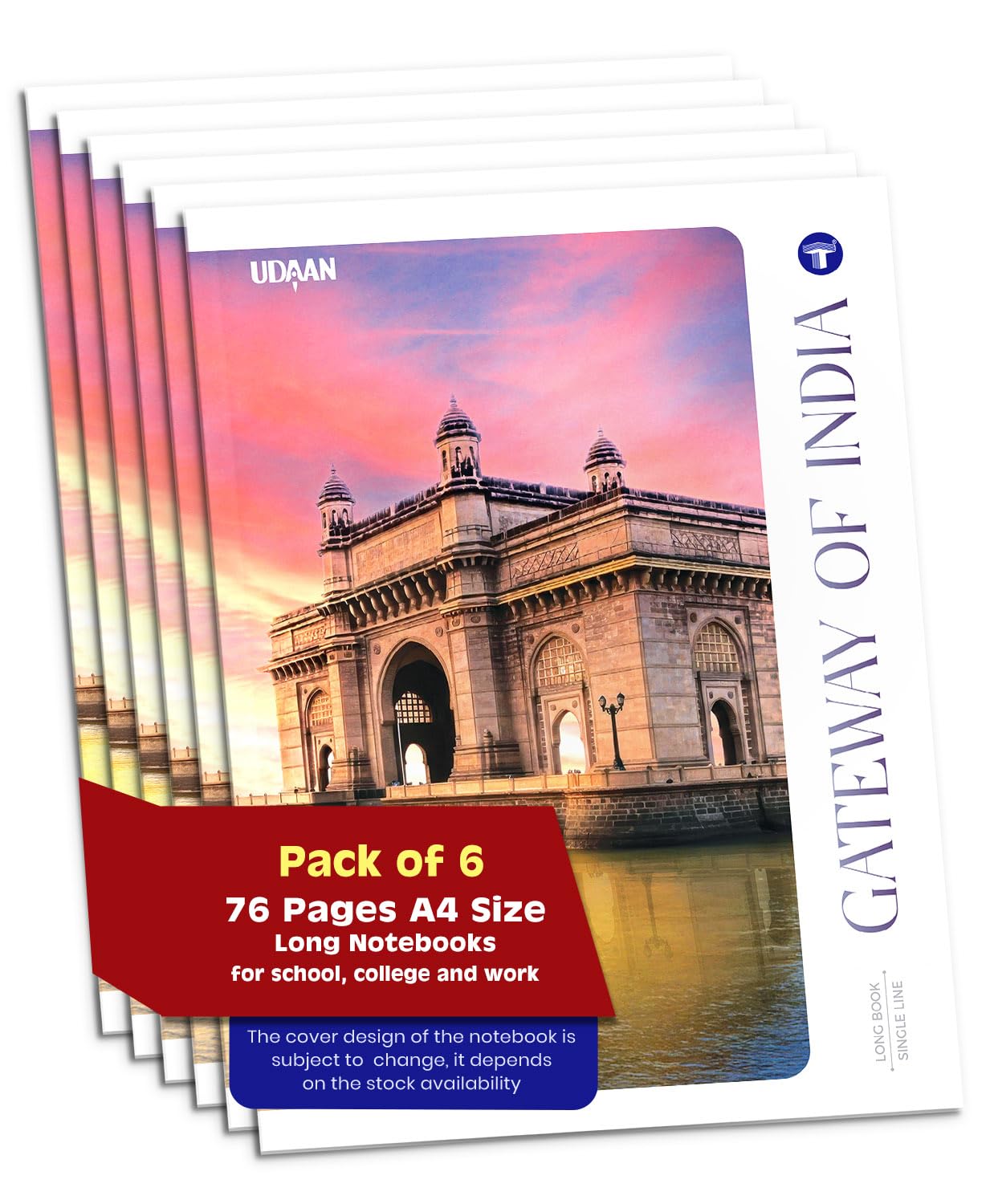 A4 Size Long Notebooks for Students | Single Line Ruled 76 Pages in Each | Soft Cover, 21 cm x 29.7 cm Approx | GSM 57 | U...