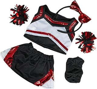 Metallic Red & Black Cheerleader Teddy Bear Clothes Outfit Fits Most 14