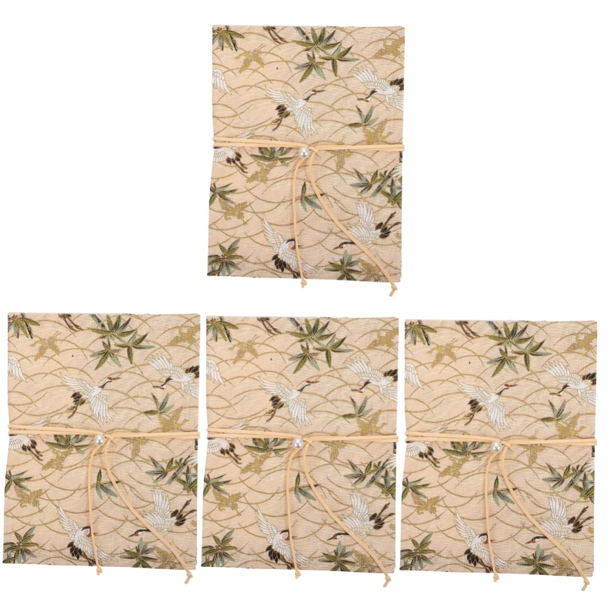 Ciieeo 4pezzi Copertina Decorativa Per Libro Regolabile Protettore Per Quaderni e Libri Scolastici Design Vintage Gru Colore Beige