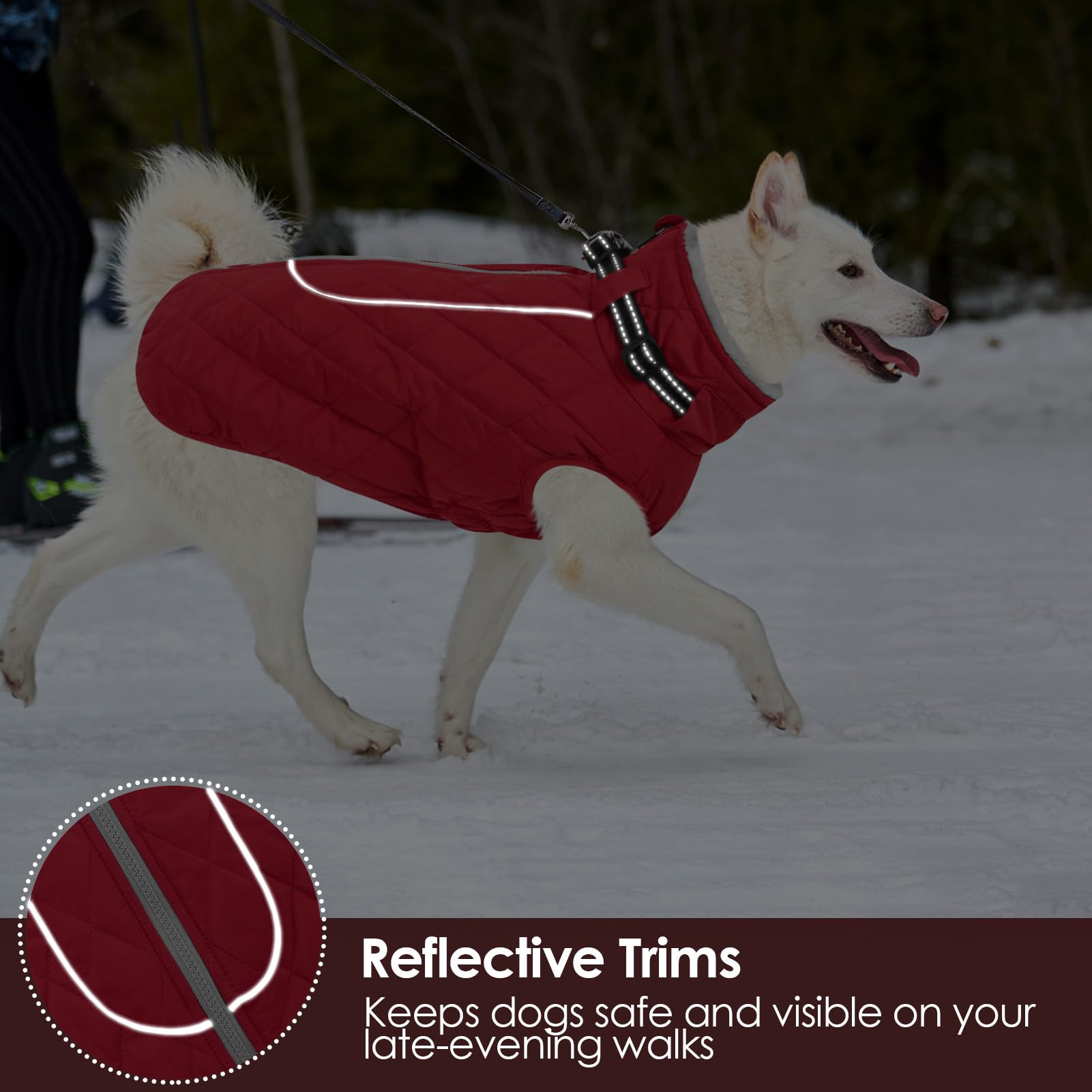 AOFITEE Chaqueta de invierno para perros grandes, abrigo impermeable con cremallera trasera, abrigo reflectante para perro, traje de nieve para perro, abrigo cálido de invierno para perros grandes,
