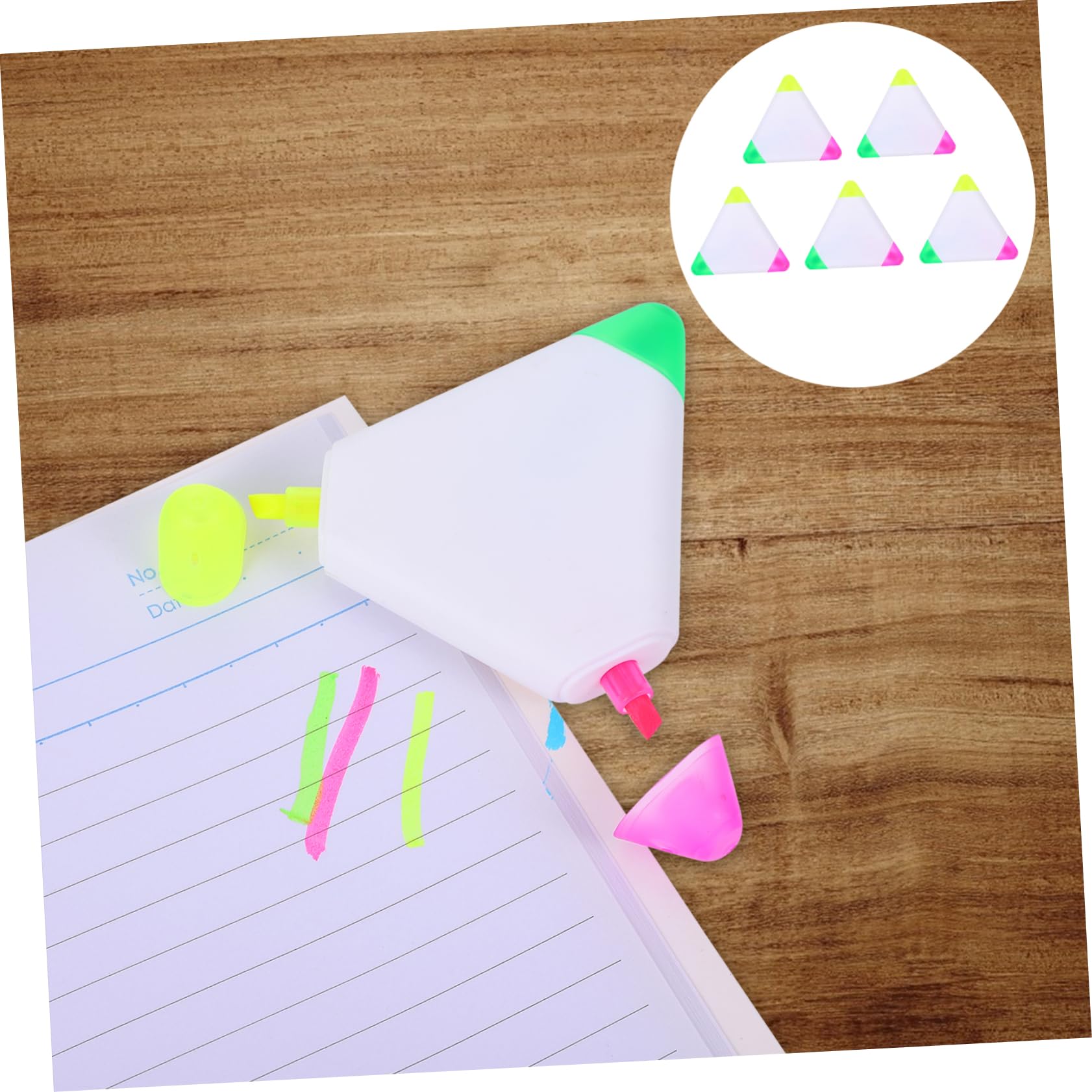 HOMSFOU 6 Sätze Textmarker Dreiecksmarkierungen Fluoreszierender Markierungsstift Fluoreszenzschwerer Farbige Stifte Dreieckige Markierung Farbstift Plastik Bunt 5 Stück * 6