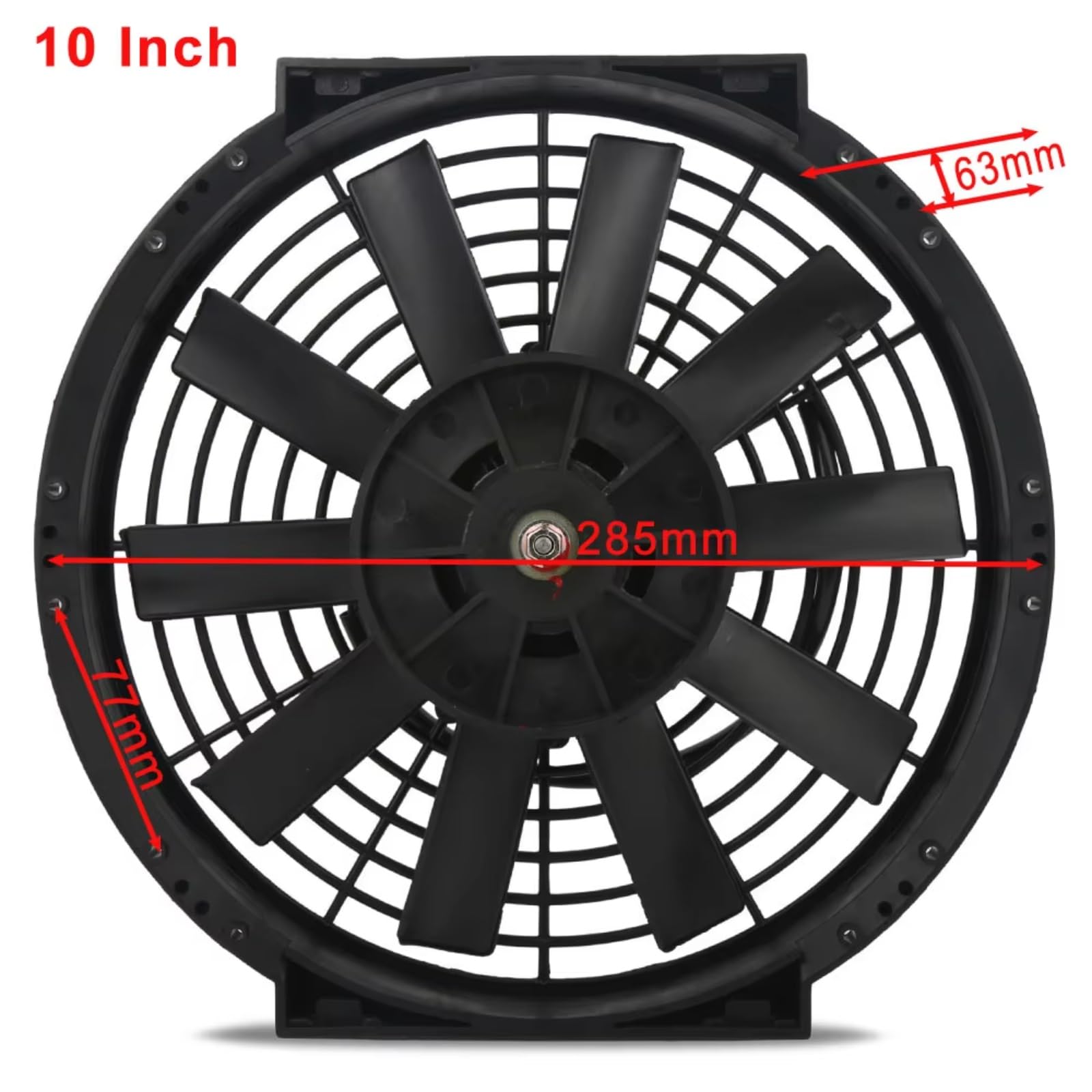 Radiador Eléctrico Universal De 8" 10" 12V 80W Intercooler Radiador De Motor Enfriador De Aceite Ventilador De Empuje De Refrigeración Delgado Eléctrico Ventilador Refrigeración(10 inch)