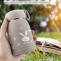 Vista 7 de Brown Vacuum Cup Insulated Coffee Bottle, 320ml Mini Vacuum Mug Cute Bottle, Stainless Steel Mini Thermal Travel Mug, Magic Rabbit Tea Milk Bottle