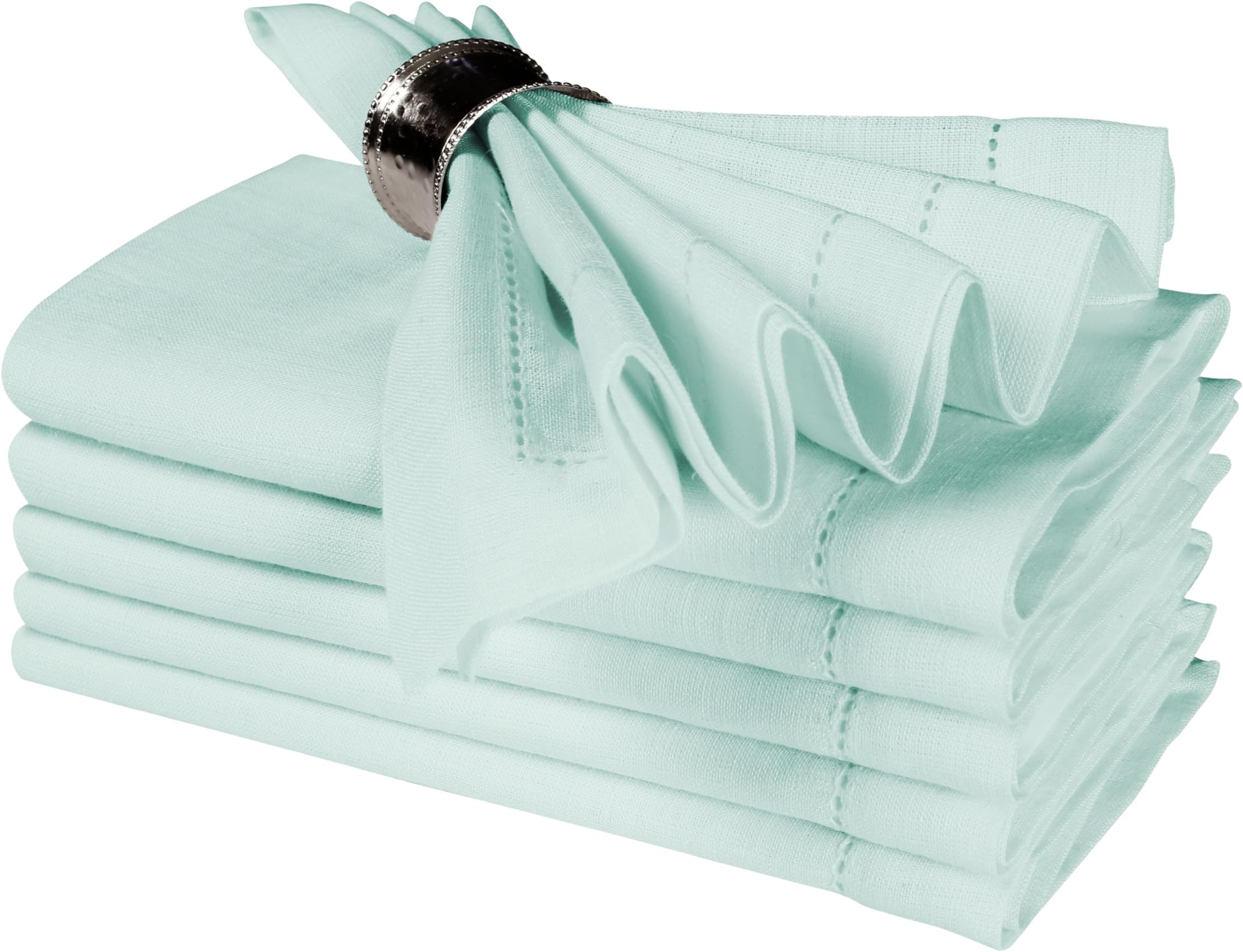 BEDDING CRAFT Linen Cloth Napkins Set of 4, 18x18, Pastel Blue