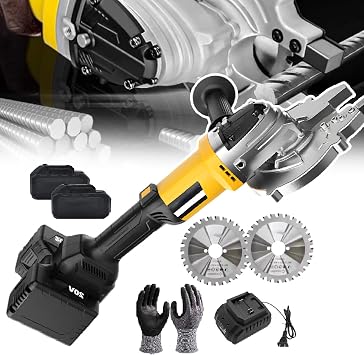 Electric Rebar Cutter Saw,Cut 28 Threaded Steel,1.18/1.97 in Cutting Diameter,2000w Portable Rebar Cutting Machine,Steel Cutter-with 2 Diamond Saw Blade & 4000 Mah Battery,Sawblade5.7in