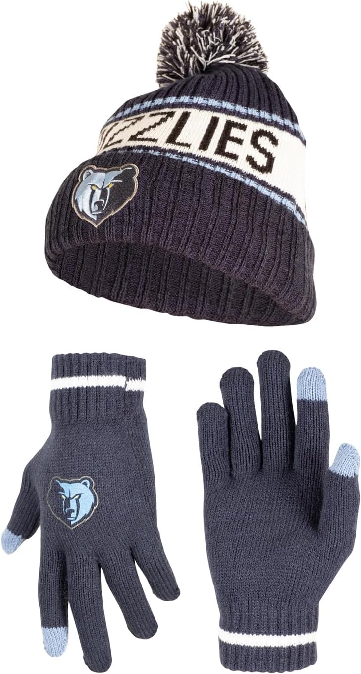 Ultra Game Men's NBA Official Super Soft Winter Beanie Hat with Extra Warm Touch Screen Gloves