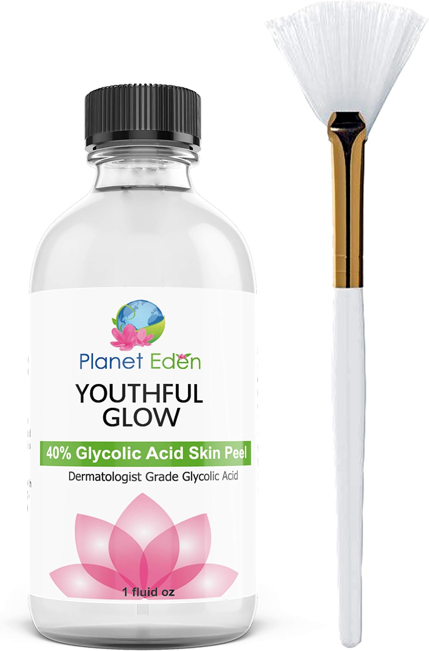 Youthful Glow 40% Glycolic Acid Peel with Free Fan Brush - Powerful and Deep Peel for Wrinkles, Acne...