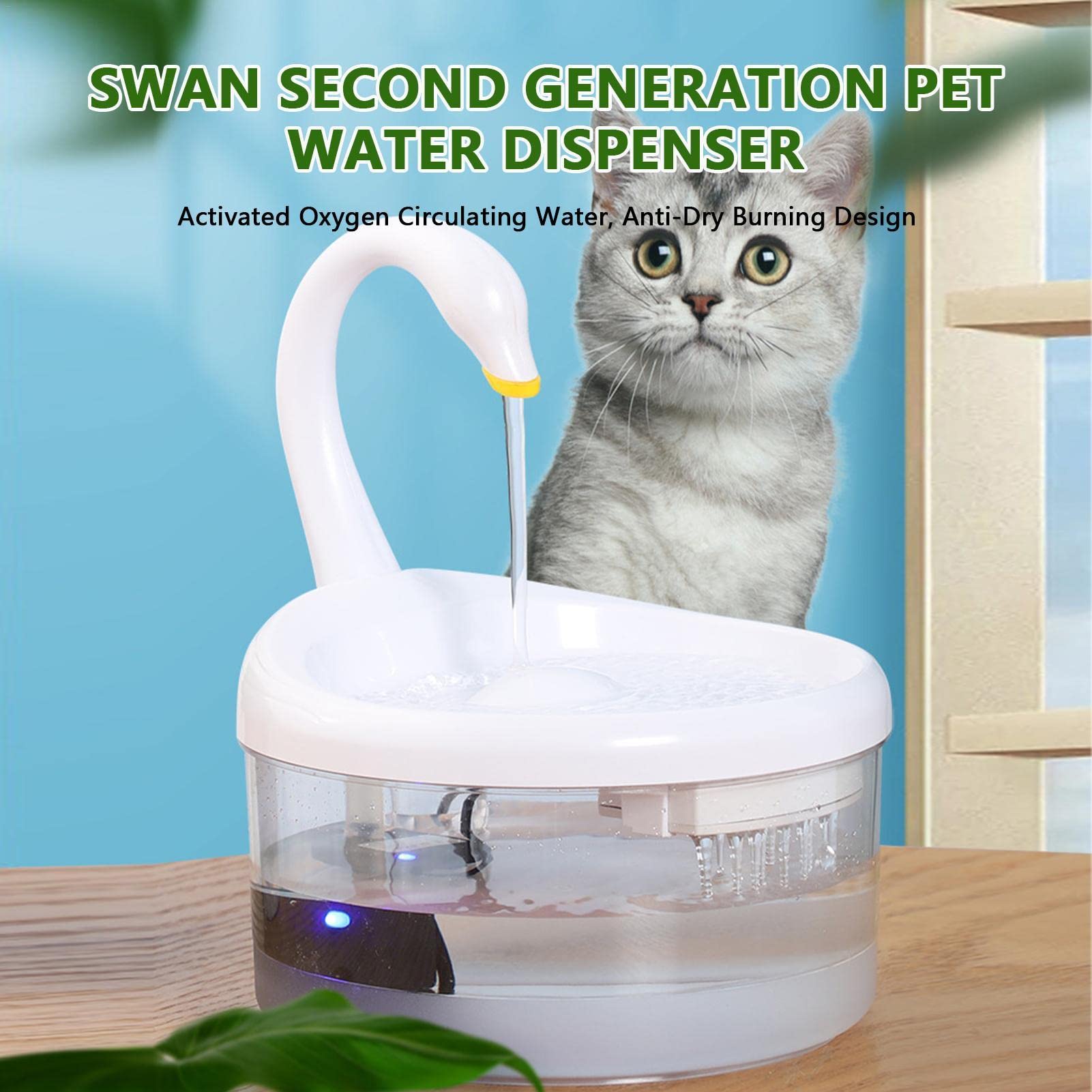 Keptfeet 4 Fontanelle per Gatti | per Fontana per Gatti con USB | Fontana per Animali Domestici, distributore Automatico di Acqua per Cani con Fontana per Gatti con Pompa Intelligente