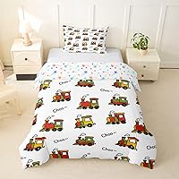 Vista 45 de Feelyou Juego de funda de edredón de camión de bomberos, edredón de coche de policía para decoración de habitación de niños, colcha de ambulancia