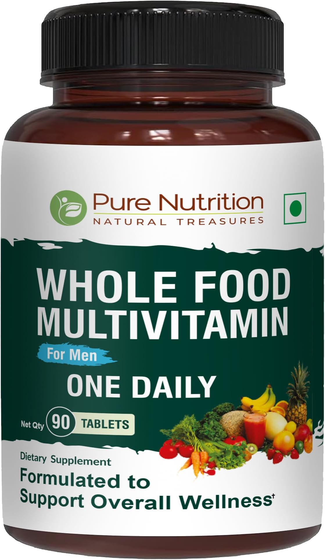 Pure Nutrition Whole Food Multivitamins for Men | 90 Tabs | One-A-Day | 100% RDA | 24 Natural Vitamins and Minerals | All Natural Plant Based Men's Multivitamin | 3 Months Supply