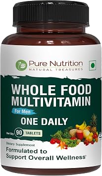 Pure Nutrition Whole Food Multivitamins for Men | 90 Tabs | One-A-Day | 100% RDA | 24 Natural Vitamins and Minerals | All Natural Plant Based Mens Multivitamin | 3 Months Supply
