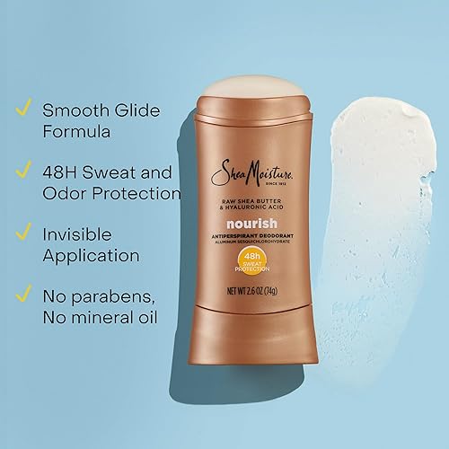 Miniatura 7 de SheaMoisture Desodorante antitranspirante en barra hidratante de manteca de karité cruda y ácido hialurónico, 2 unidades para protección contra el
