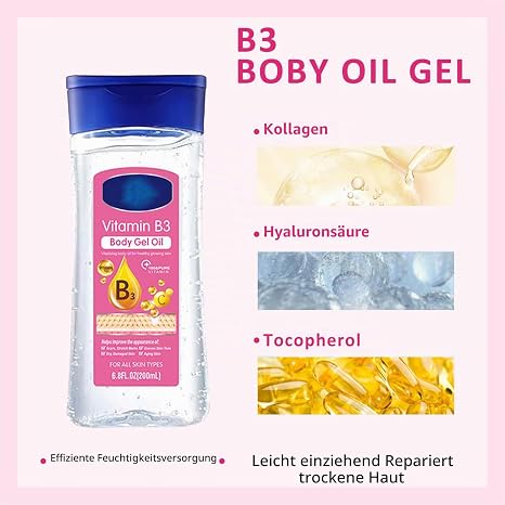 B3 Body Oil Brightening Body Lotion for Even Complexion Moisturising Body Lotion for Radiant Skin Revitalising Care Gel 24H Intensive Hydration 200 ml