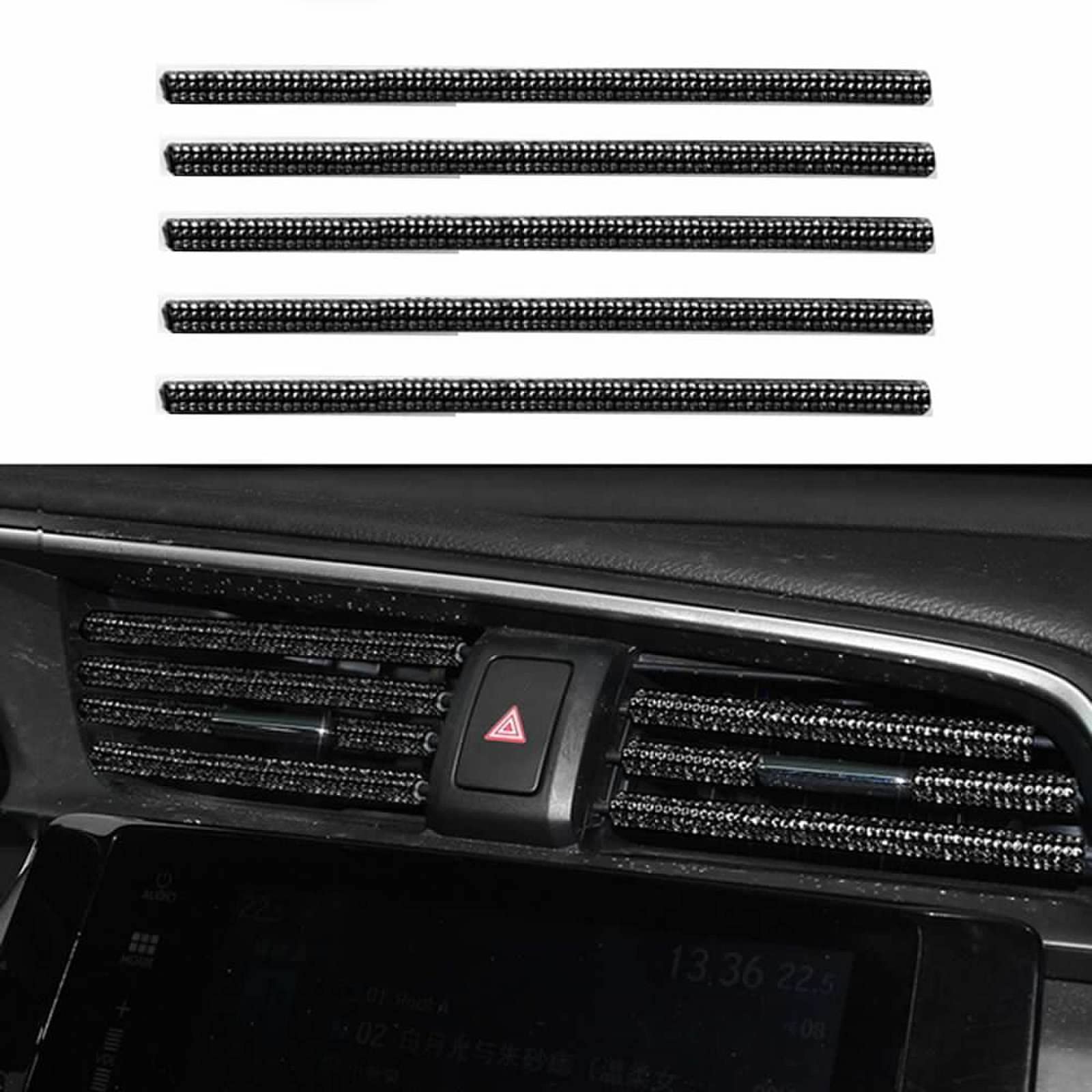 YSJJZRL 5 Pcs Car Vent Outlet Trim, 20cm Car Air Conditioner Vent Outlet Decoration Strip Sparkling Rhinestone DIY Interior Moulding Vent Outlet Decoration