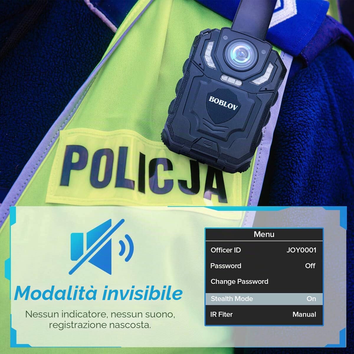 BOBLOV T5 128 GB 1296P Body Camera with Audio Recording Expand Memory Supported Max 128G, Wearable Police Body Camera for Law Enforcement, Night Vision, File Protection