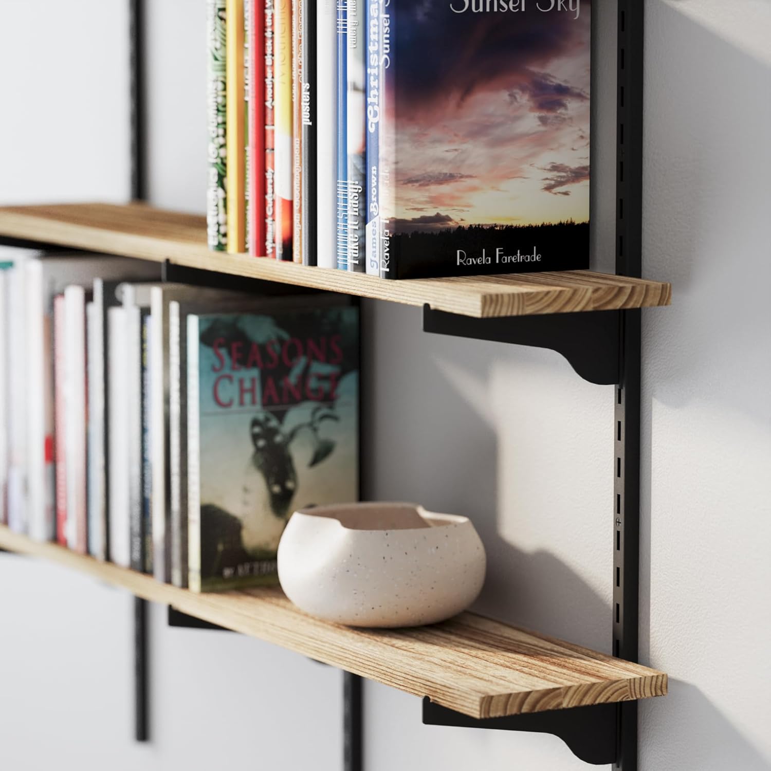 Wallniture Turin 36 inch Wooden Wall Shelf Unit, Height Adjustable Wall Shelves for Display, Storage, Organization and Decor, Kitchen Organizer Shelf, Floating Bookshelves for Living Room