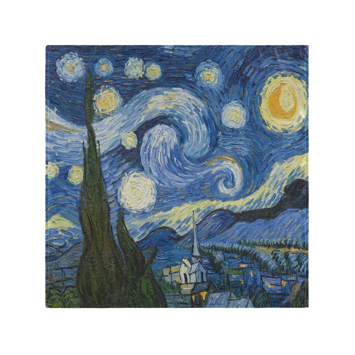 Nander Van Gogh The Starry Night Art Cloth Napkins Soft Comfortable Reusable Set of 6 Napkins Perfect for Family Dinners,Weddings,Cocktail,Kitchen(20 by 20 Inch)