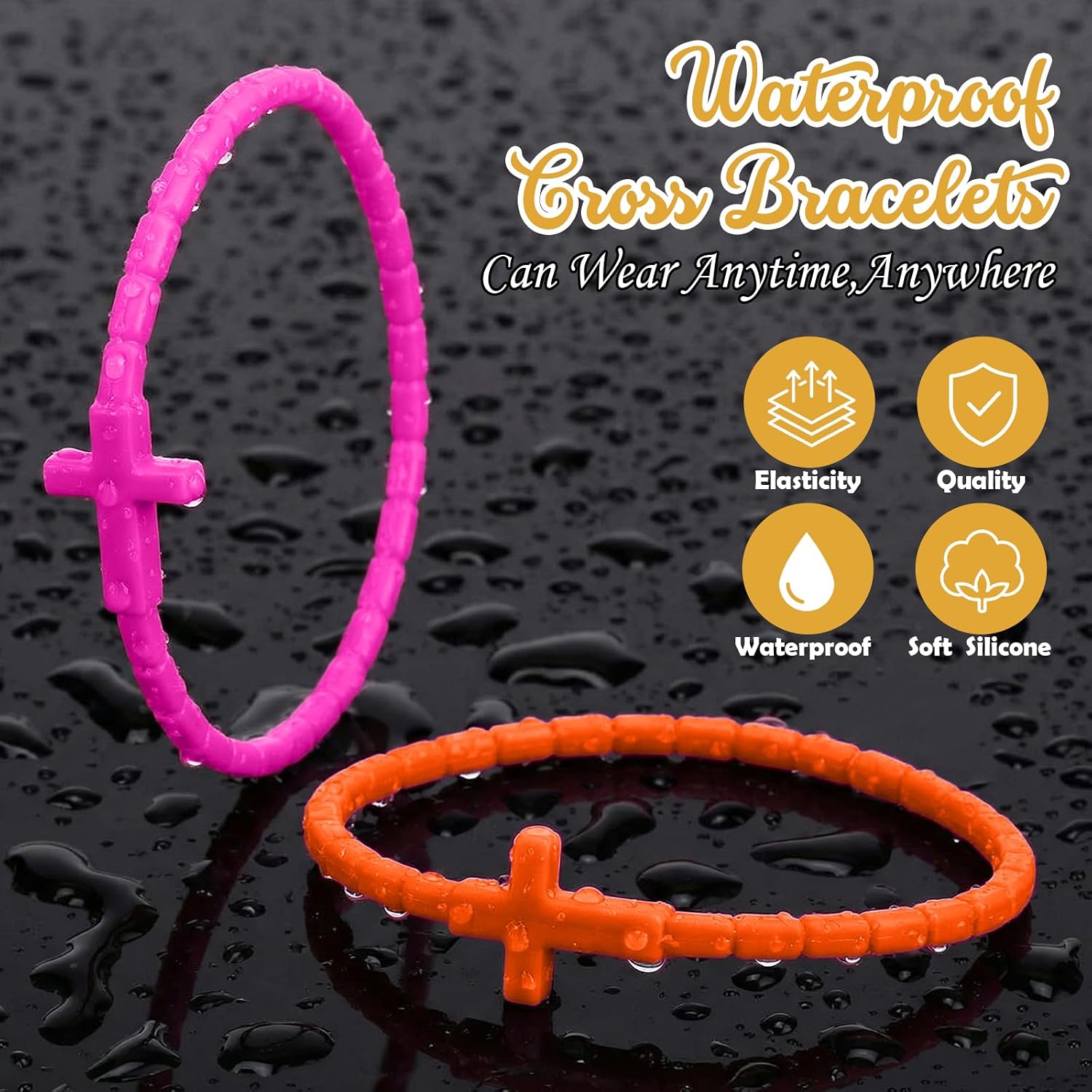 Sureio 36 Pcs 36 Silicone Silicone Cross Bracelets Bulk Christian Jesus Rubber Bracelets Colorful Stackable Wristbands Party Favors Religious Gift for Back to School Women Men (Bright Colors)