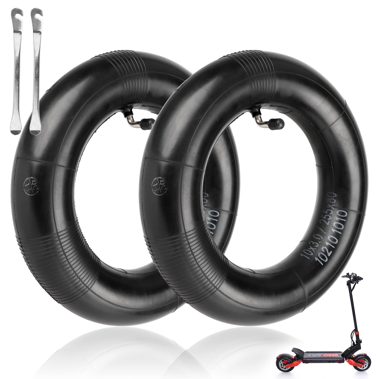 (2-Pack) 10x3 Replacement Inner Tubes with 90 Degree for 255x80 90/65-6.5 80/65-6.5 Tires Scooter