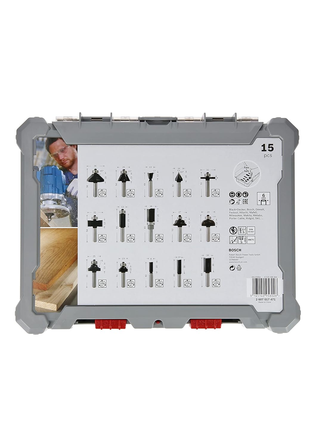 Bosch 2607017471 Router Trimmer Bit Set (15 Types, 15 Pieces)