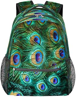 Mochilas de viagem para laptop para mulheres homens animais penas de pavão moda mochilas escolares mochilas para livros, mochilas casuais para meninos meninas trabalho viagens caminhadas acampamento, Multicor, Medium