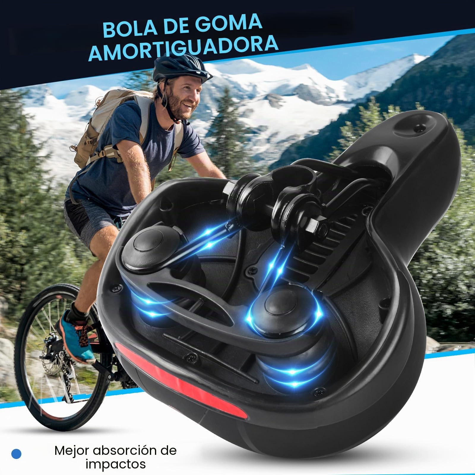Sillín de Bicicleta para Hombre y Mujer con cómodo y Suave Espuma viscoelástica de Gel ergonómico, cómodo Asiento de Bicicleta para MTB, Bicicleta de Carretera, Trekking