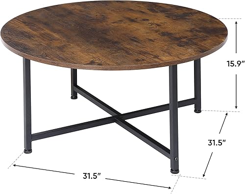 Miniatura 2 de ZenStyle Mesa de centro redonda, escritorio de cóctel de estilo industrial, mesa de té de ocio moderna, mesa de comedor de cocina para sala de