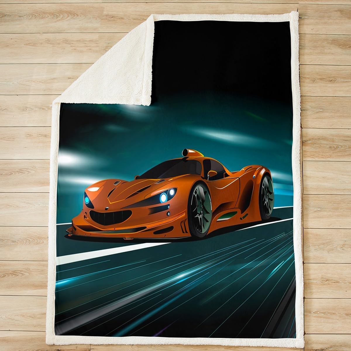 Feelyou Race Sports Car Fleece Blanket for Sofa Couch Extreme Sports Theme Sherpa Throw Blanket Decorative Car Sports Competition Plush Blanket Automobile Fuzzy Blanket Queen 90"x90" Flannel Blanket