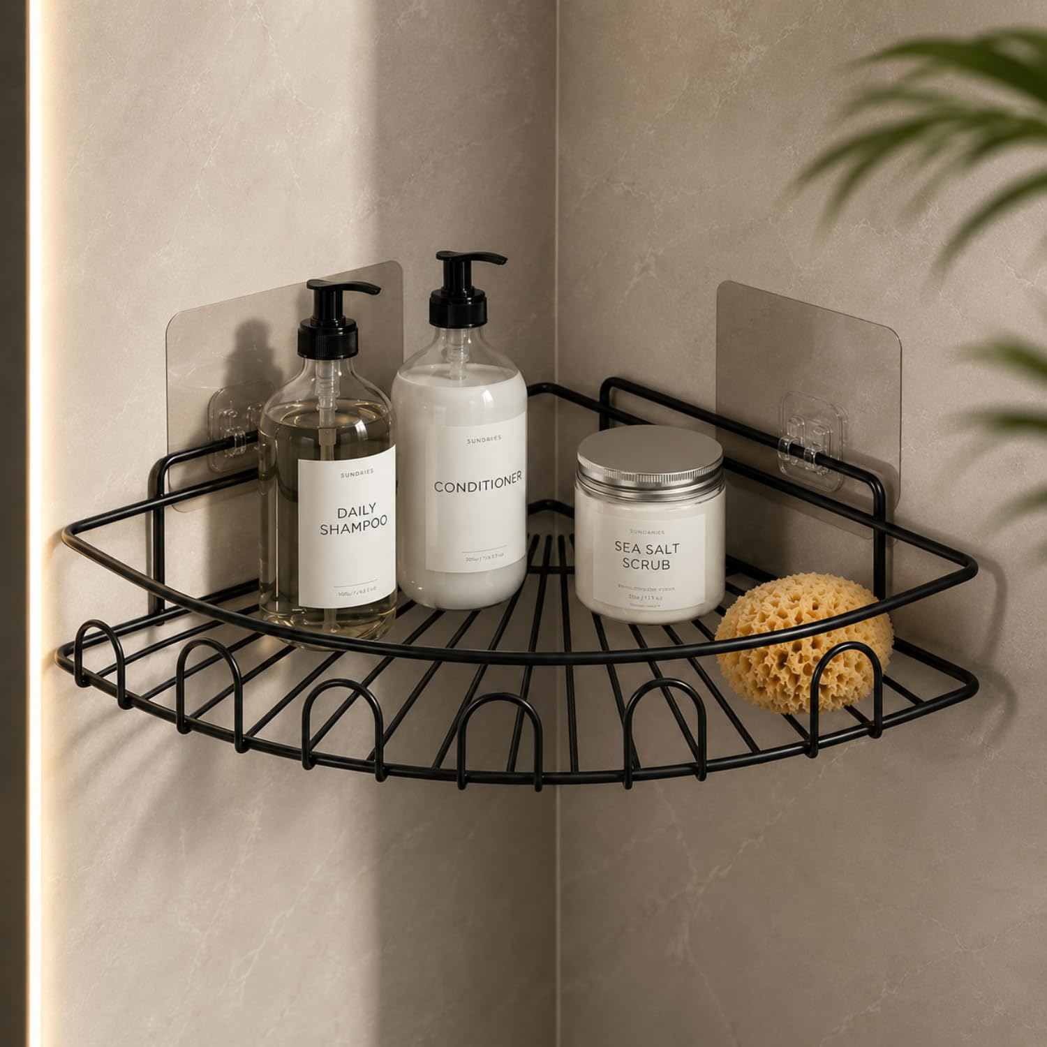 Urban Elite Self-Adhesive Bathroom Corner Shelf Organizer | No Drill Wall Mounted Multipurpose Bathroom Rack | Rust-Resistant Metal Storage Shelf for Bathroom, Kitchen, Laundry | (Black Pack of 1)-image-39