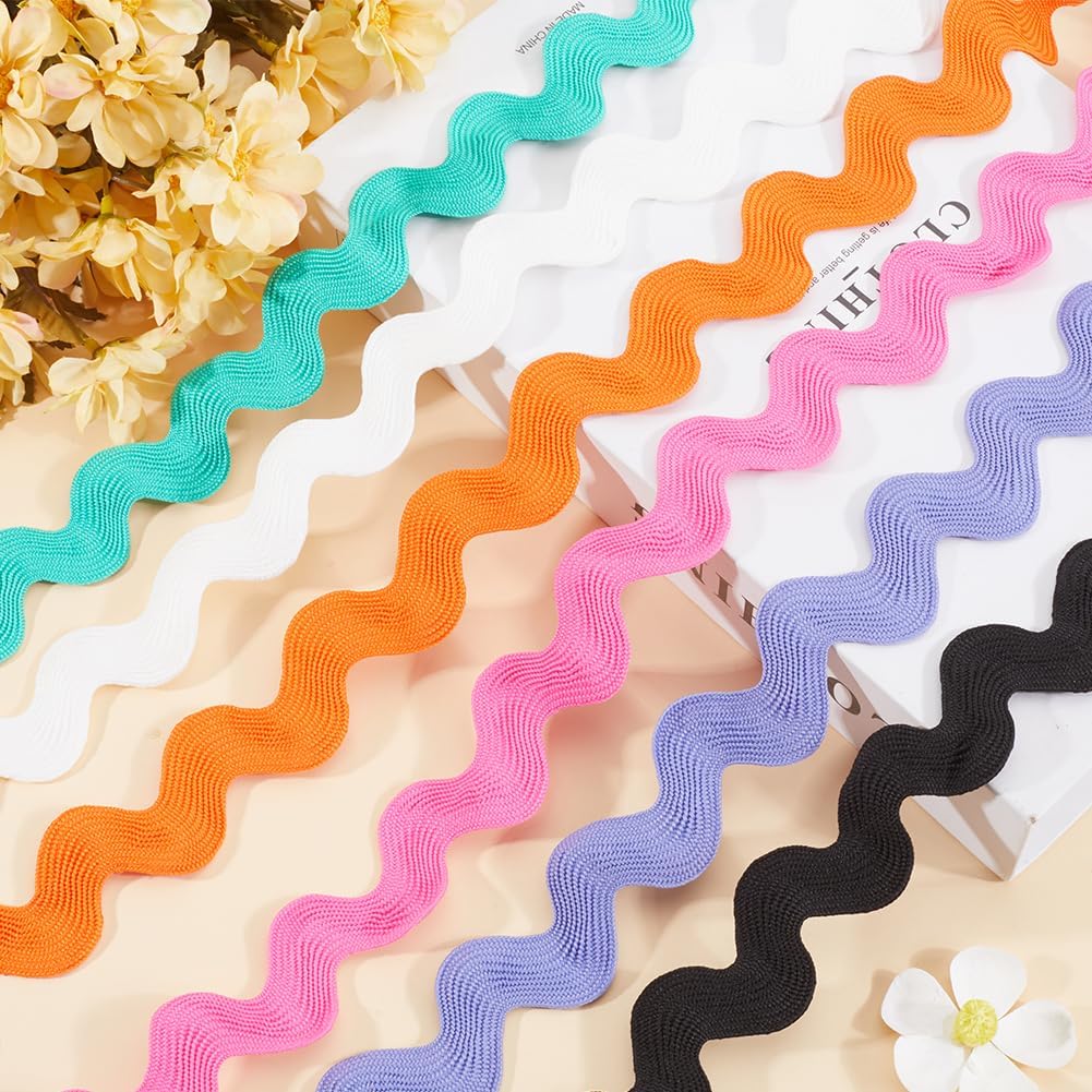 GORGECRAFT 12 Yards 6 Colors RIC Rac Trim Ribbon 3.7cm/1.46" Wave Bending Fringe Trim Rick Rack Zig Zag Trim Braided Edge Fabric for Sewing Flower Home Party Wedding Dress Decoration Craft image 4