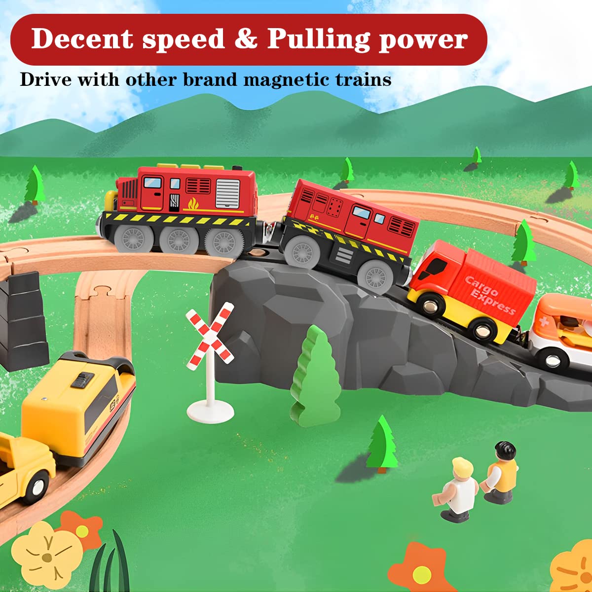 Tren Eléctrico De Juguete Con Locomotora A Pilas | Incluye Vagón, Conductor Y Pasajero | Compatible Con Vías Brio, Thomas Y Más | Edad 3-8 Años