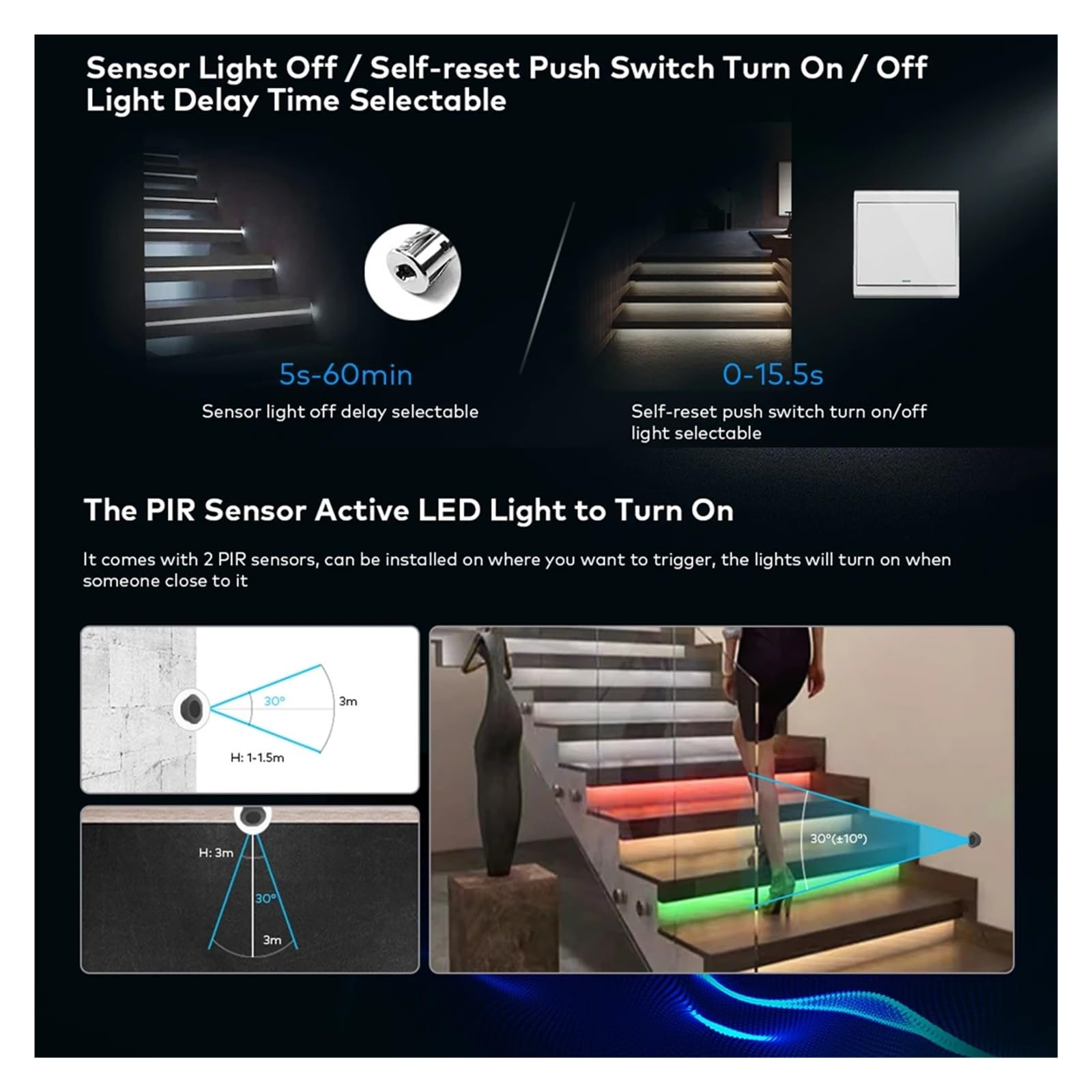 Controller For Luci Scale Con Sensore Di Movimento PIR Con Dimmer Push-off E Controller SPI For Strisce LED Bianche DC 5-24 V
