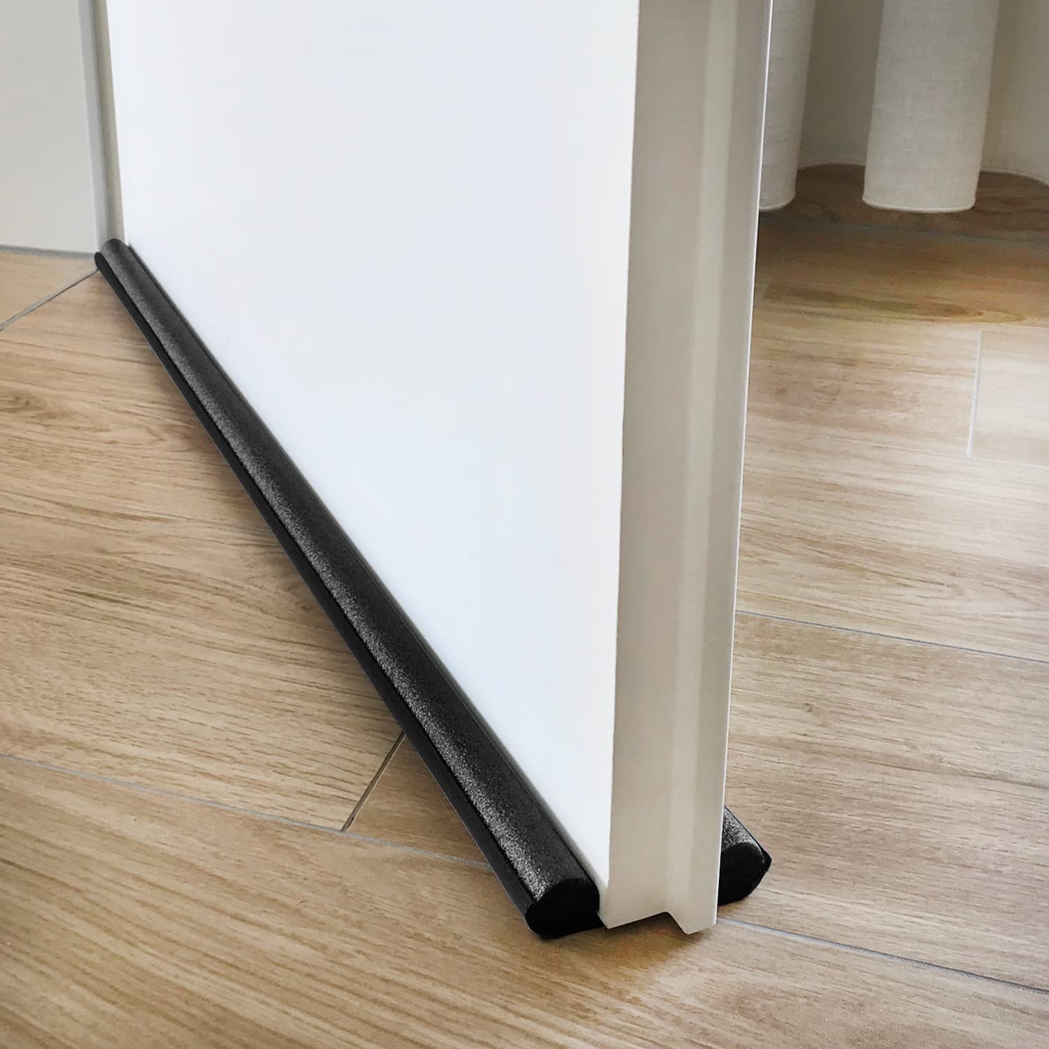 Meisterfaktur Paraspifferi sottoporta - Per tutte le porte - Paraspifferi porta blindata ideale per una tenuta efficace contro correnti d'aria, rumore e freddo (6 pezzi (nero))